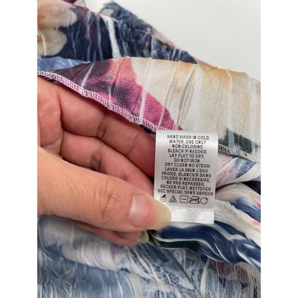 Komarov Dress XL Floral Crinkle Charmeuse Formal Fairy Ethereal Shark Bite Hem - Picture 6 of 8